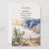 Waterverf woestijn en cactus bruiloft kaart (Voorkant)