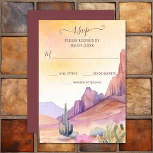 Waterverf woestijn en cactus zuidwestelijke bruilo RSVP kaartje