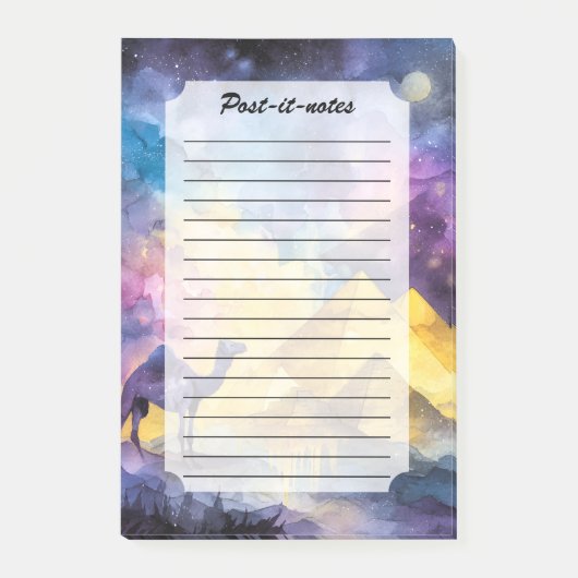 Waterverf Woestijn Galaxy Kameel Piramide Reis Post-it® Notes (Voorkant)