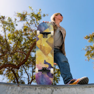 Waterverf Woestijn Sterrenstelsel Kameel Piramide  Persoonlijk Skateboard