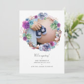 Waterverf woestijn Succulent Fotozwangerschap Aankondiging (Staand voorkant)