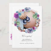 Waterverf woestijn Succulent Fotozwangerschap Aankondiging (Voorkant / Achterkant)