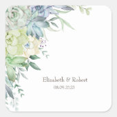 Waterverf Woestijn Succulenten   Vierkante Sticker (Voorkant)