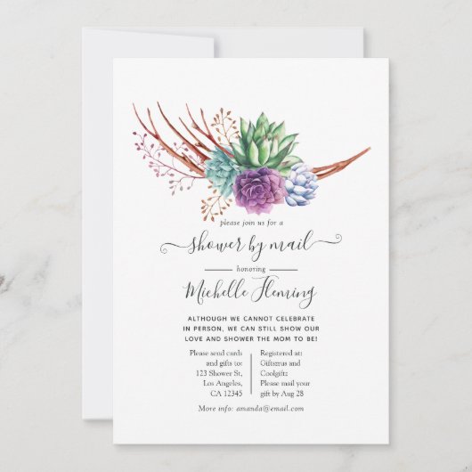 Waterverf woestijn Succulents Baby shower by Mail Kaart (Voorkant)