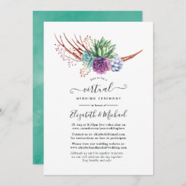 Waterverf woestijn Succulents Virtual Wedding Kaart
