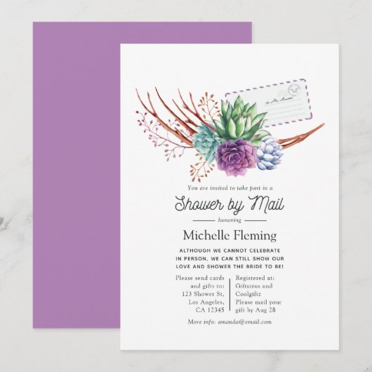 Waterverf woestijn Succulents Vrijgezellenfeest by Kaart (Voorkant / Achterkant)