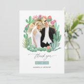 Waterverf woestijn Succulents Weddenschap Foto Col Bedankkaart (Staand voorkant)