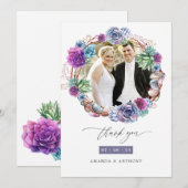 Waterverf woestijn Succulents Weduwfoto Bedankkaart (Voorkant / Achterkant)