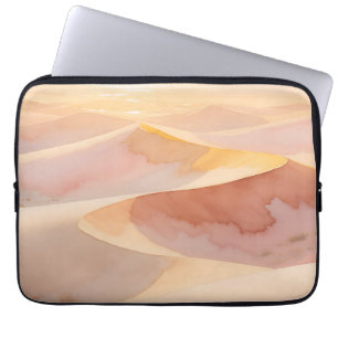 Waterverf Woestijn Zonsondergang Duinen Laptop Sleeve