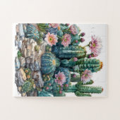 Waterverf woestijnbloemen cactussen. legpuzzel (Horizontaal)