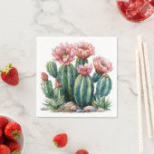 Waterverf woestijnbloemen cactussen. servet (Insitu)