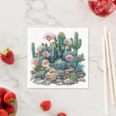 Waterverf woestijnbloemen cactussen. servet (Insitu)