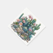 Waterverf woestijnbloemen cactussen. servet (Hoek)