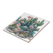 Waterverf woestijnbloemen cactussen. tegeltje (Zijkant)