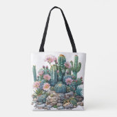 Waterverf woestijnbloemen cactussen. tote bag (Achterkant)