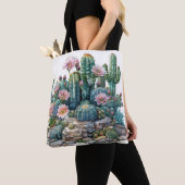 Waterverf woestijnbloemen cactussen. tote bag (Dichtbij)