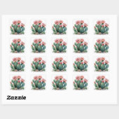 Waterverf woestijnbloemen cactussen. vierkante sticker (Vel)