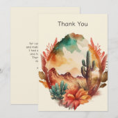 Waterverf woestijncactus en bergen bedankkaart (Voorkant / Achterkant)