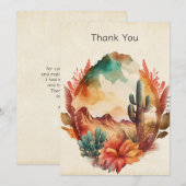 Waterverf woestijncactus en bergen bedankkaart (Voorkant / Achterkant)