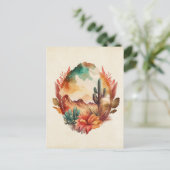 Waterverf woestijncactus en bergen briefkaart (Staand voorkant)