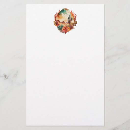 Waterverf woestijncactus en bergen briefpapier (Voorkant)