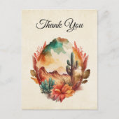 Waterverf woestijncactus en bergen dank u briefkaart (Voorkant)