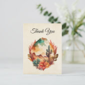 Waterverf woestijncactus en bergen dank u briefkaart (Staand voorkant)