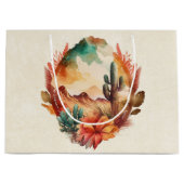 Waterverf woestijncactus en bergen groot cadeauzakje (Voorkant)