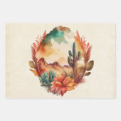 Waterverf woestijncactus en bergen inpakpapier vel (Voorkant 3)