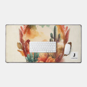 Waterverf woestijncactus en bergen Monogram Bureaumat (Keyboard & Muis)
