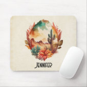 Waterverf woestijncactus en bergen muismat (Met muis)