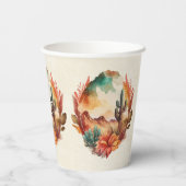 Waterverf woestijncactus en bergen papieren bekers (Achterkant)