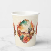 Waterverf woestijncactus en bergen papieren bekers (Links)