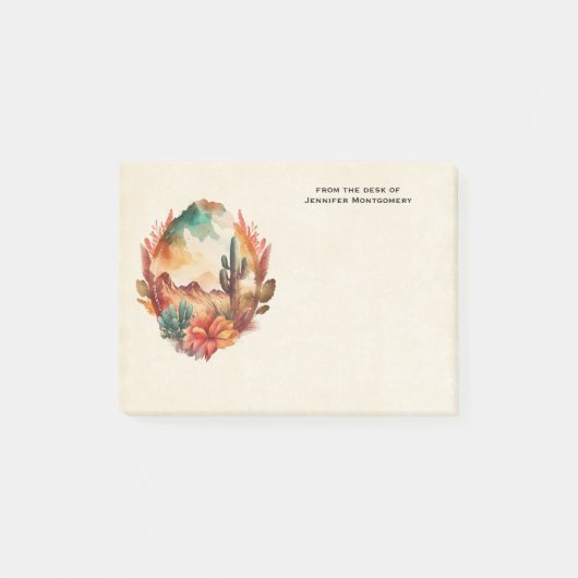 Waterverf woestijncactus en bergen post-it® notes (Voorkant)