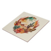 Waterverf woestijncactus en bergen tegeltje (Zijkant)