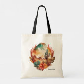 Waterverf woestijncactus en bergen tote bag (Achterkant)