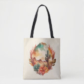 Waterverf woestijncactus en bergen tote bag (Voorkant)