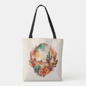 Waterverf woestijncactus en bergen tote bag (Achterkant)
