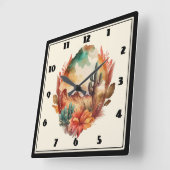 Waterverf woestijncactus en bergen vierkante klok (Hoek)