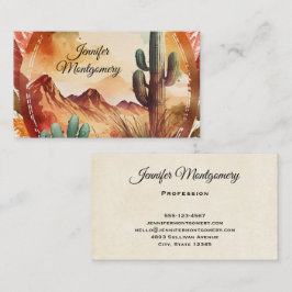 Waterverf woestijncactus en bergen visitekaartje