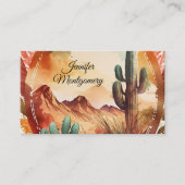 Waterverf woestijncactus en bergen visitekaartje (Voorkant)