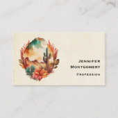 Waterverf woestijncactus en bergen visitekaartje (Voorkant)