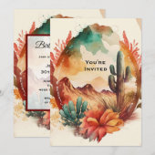 Waterverf woestijncactus en gebergte verjaardag kaart (Voorkant / Achterkant)