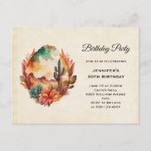 Waterverf woestijncactus en gebergte verjaardag uitnodiging briefkaart (Voorkant)