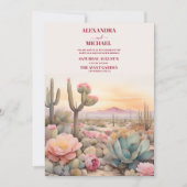 Waterverf woestijncactus geïllustreerde bruiloft kaart (Voorkant)