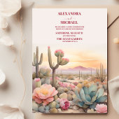 Waterverf woestijncactus geïllustreerde bruiloft kaart
