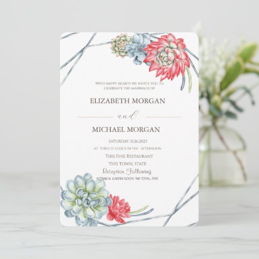 Waterverf woestijncactus kaart (Staand voorkant)