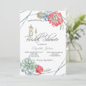 Waterverf woestijnCactus Red Succulents Stippen Kaart (Staand voorkant)