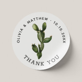 Waterverf woestijncactus. Rustieke bruiloft bedank Ronde Sticker