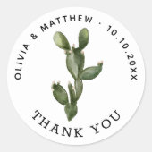 Waterverf woestijncactus. Rustieke bruiloft bedank Ronde Sticker (Voorkant)